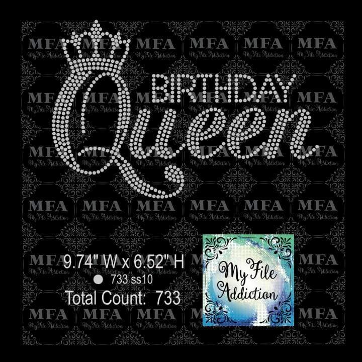Birthday Queen 2 With Crown Rhinestone Digital Download File - My File Addiction