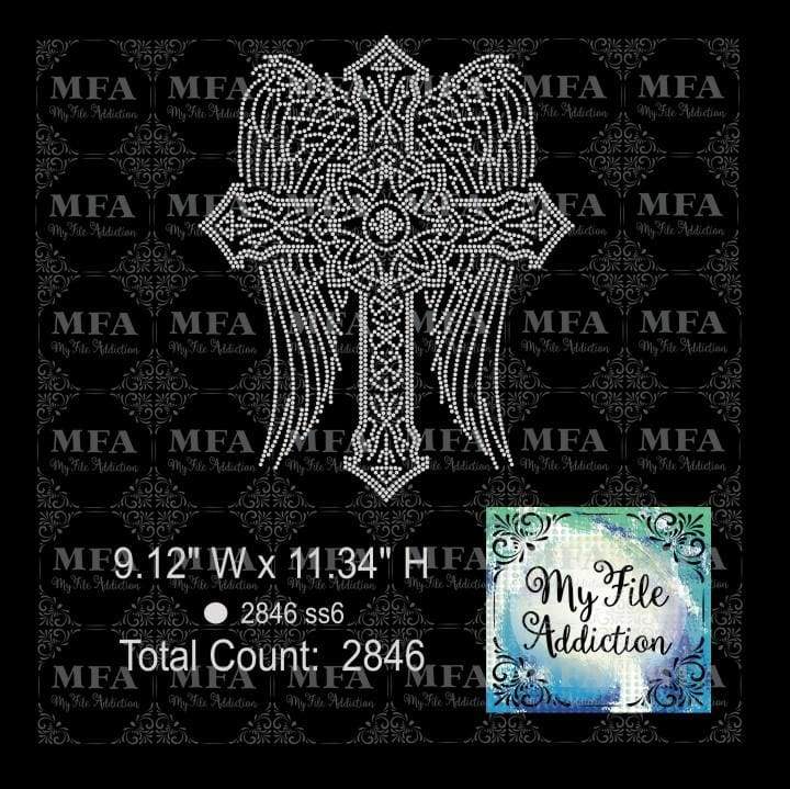 Cross with Wings Rhinestone Digital Download File - My File Addiction