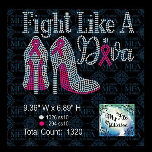 Fight Like A Diva Cancer Awareness Rhinestone Digital Download File - My File Addiction