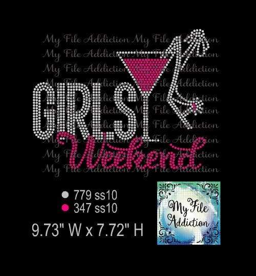 Girls Weekend with Martini Glass and Shoe Rhinestone Digital Download File - My File Addiction