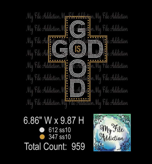God Is Good Cross Rhinestone Digital Download File - My File Addiction