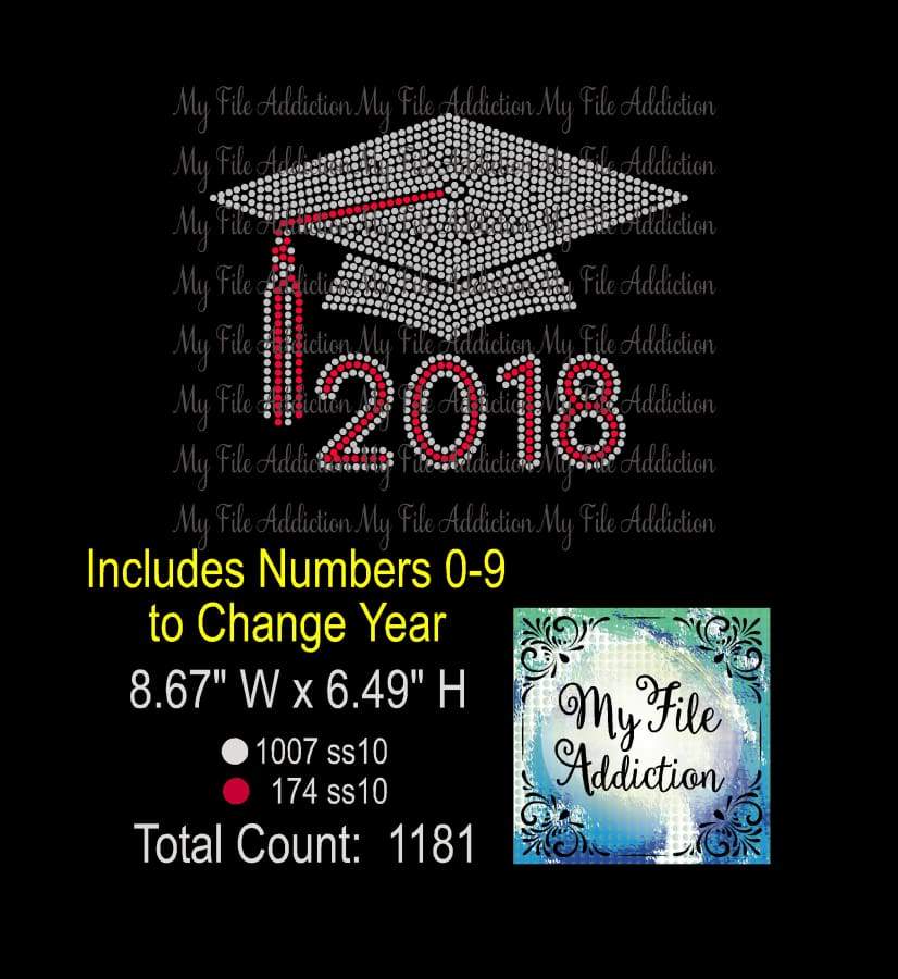 Graduation Cap with Numbers 0-9 Rhinestone Digital Download File - My File Addiction
