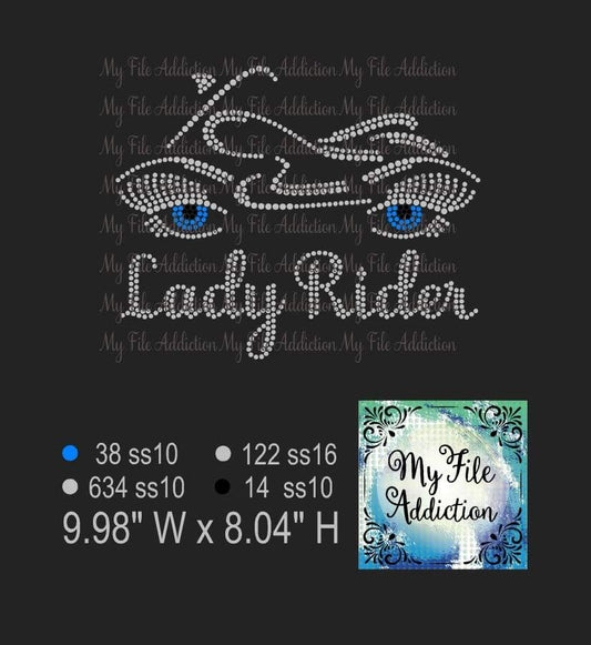 Lady Rider Motorcycle Eyes Rhinestone Digital Download File - My File Addiction