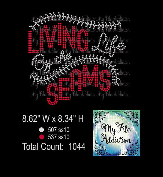 Living Life By the Seams Baseball Softball Rhinestone Digital Download File - My File Addiction