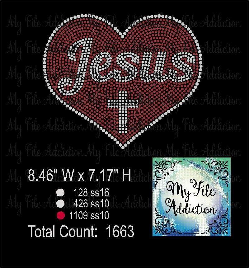 Love Jesus With Cross Rhinestone Digital Download File - My File Addiction