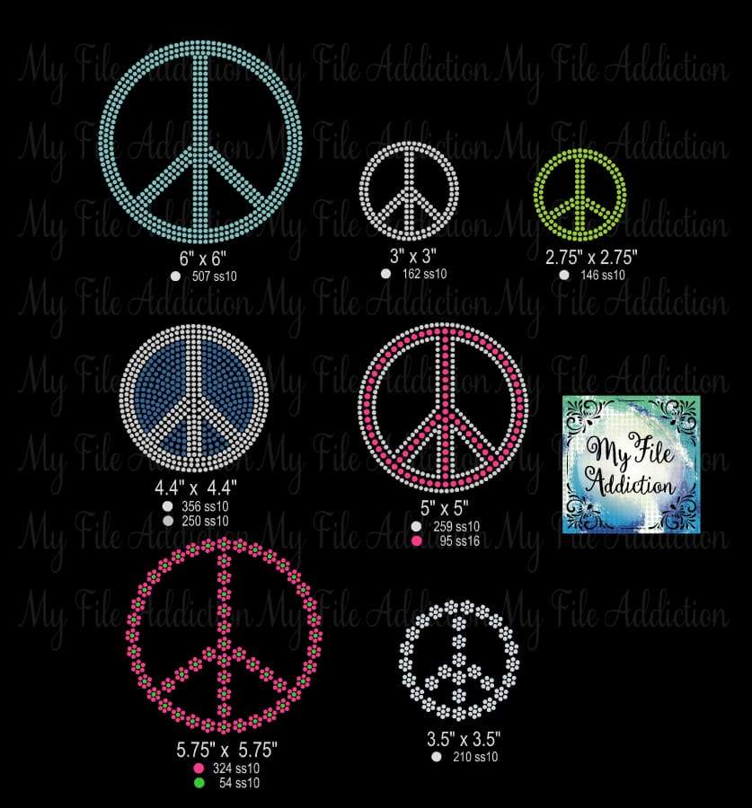 Peace Sign Bundle Rhinestone Digital Download File - My File Addiction