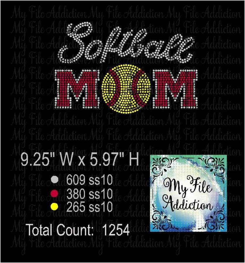 Softball Mom Rhinestone Digital Download File - My File Addiction