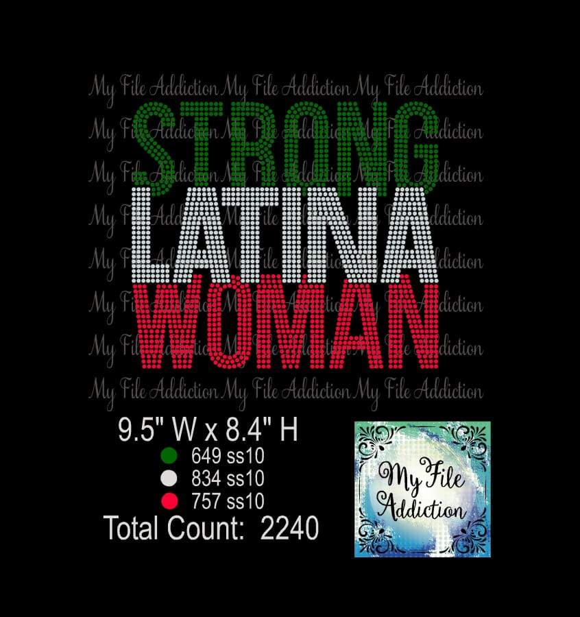 Strong Latina Woman Rhinestone Digital Download File - My File Addiction