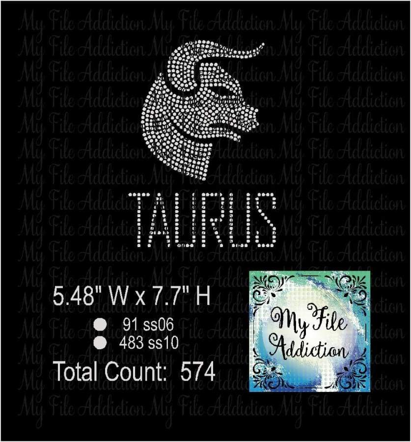 Taurus Zodiac Rhinestone Digital Download File - My File Addiction