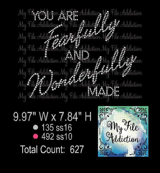 You Are Fearfully and Wonderfully Made Rhinestone Digital Download File - My File Addiction